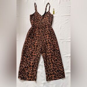 NWT Gianni Bini Leopard Print Wide-Leg Sleeveless Jumpsuit Brown Black Size 10